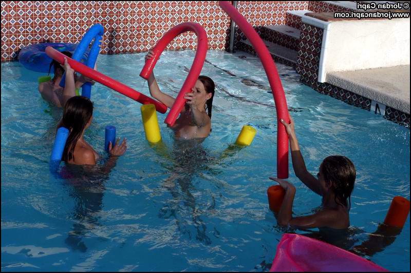 16P Jordan Capri and her girlfriends get naughty in the pool!