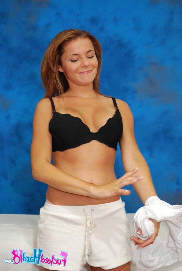17P Cute horny brunette coed getting hardcored on the massage table