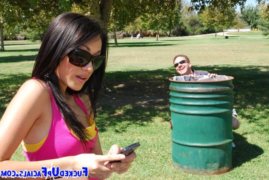 16P Brunette gets her face covered in cum by three guys