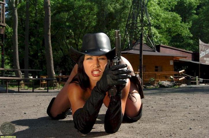 10P Desperado in just a gunbelt and boots