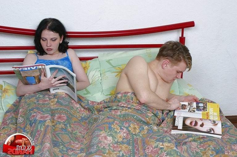 16P teen giving a handjob to her boyfriend