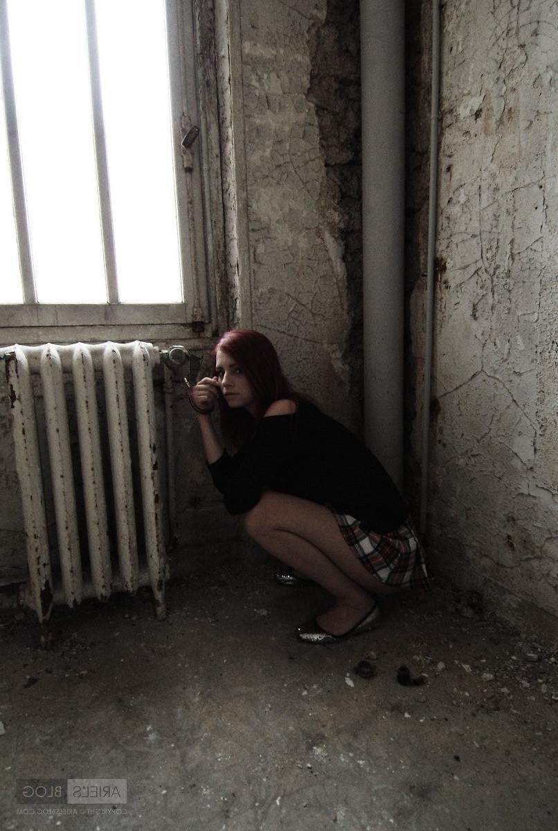 16P Busty beautiful redhead teen in bondage
