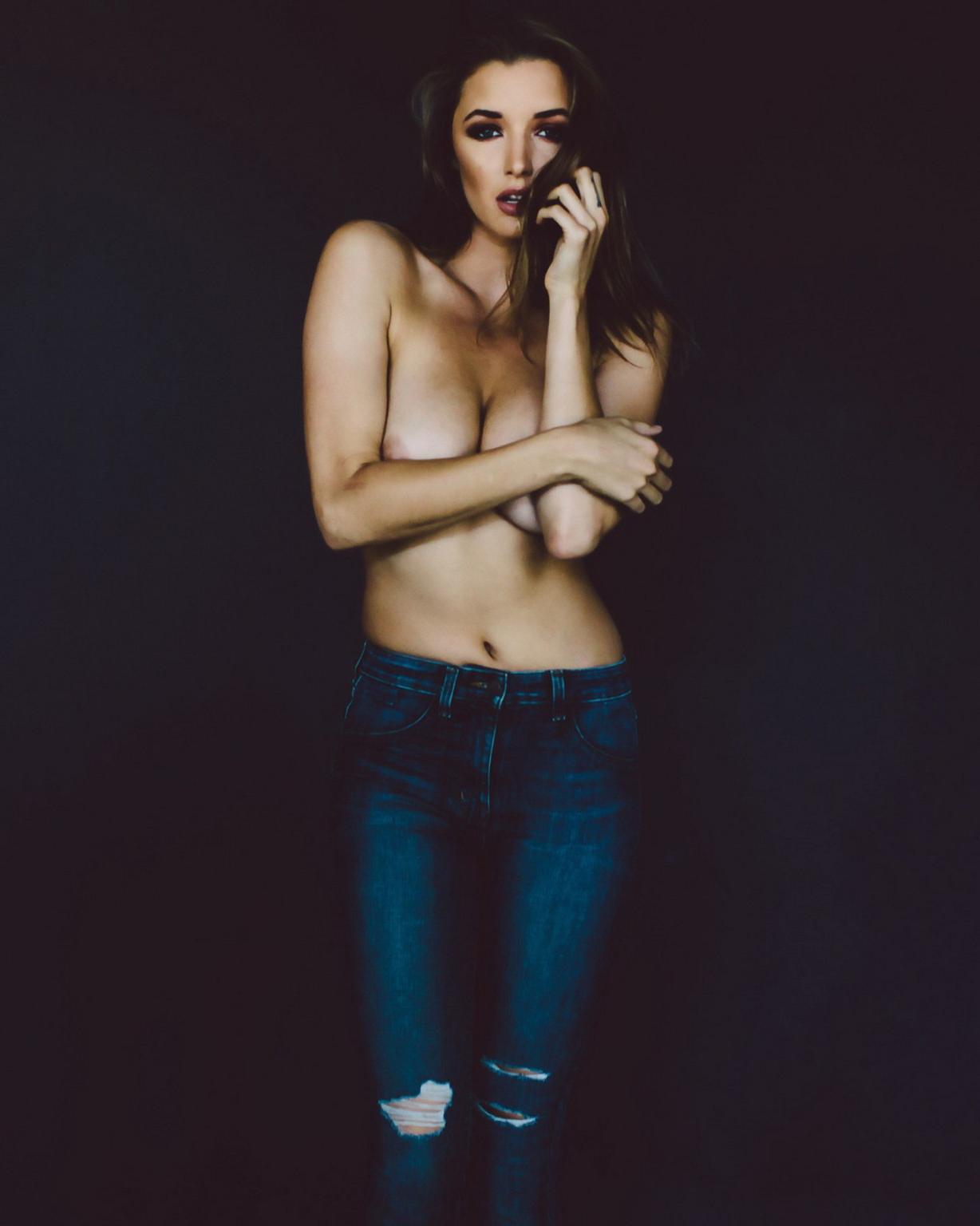16P Alyssa Arce topless trying to hide her huge boobs