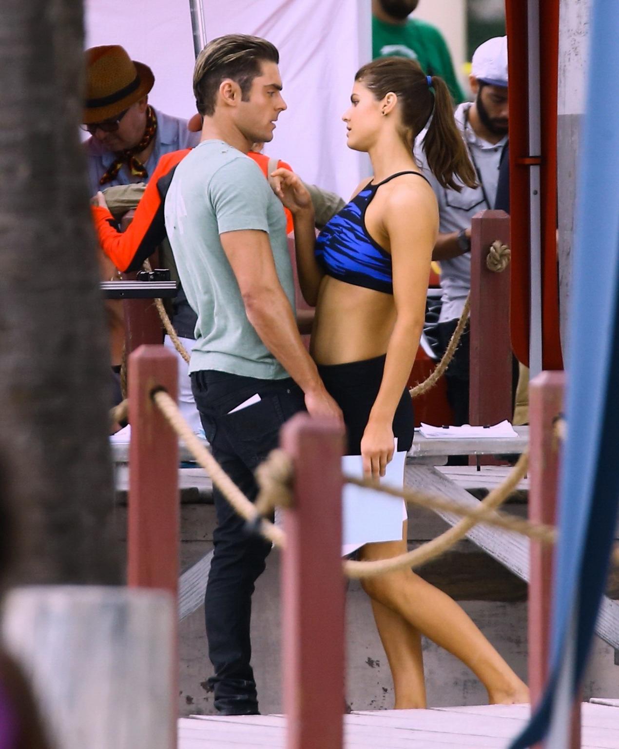 16P Alexandra Daddario busty in a bikini top and wetsuit