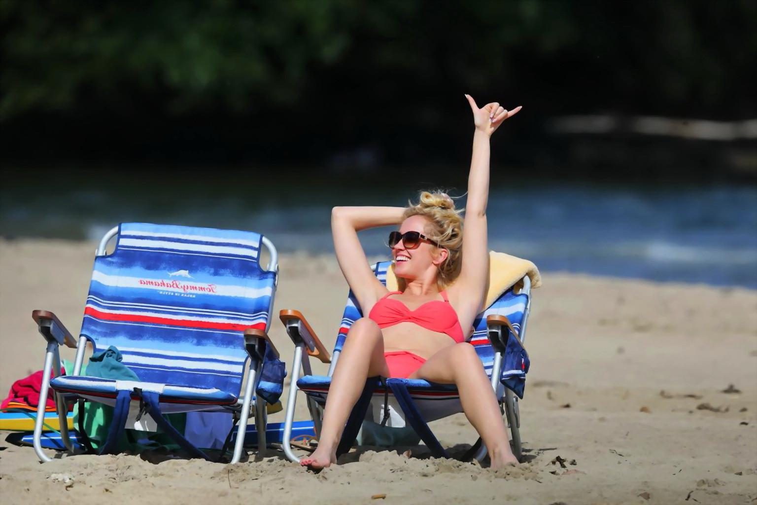 16P Anna Camp looks hot in red bikini at the beach