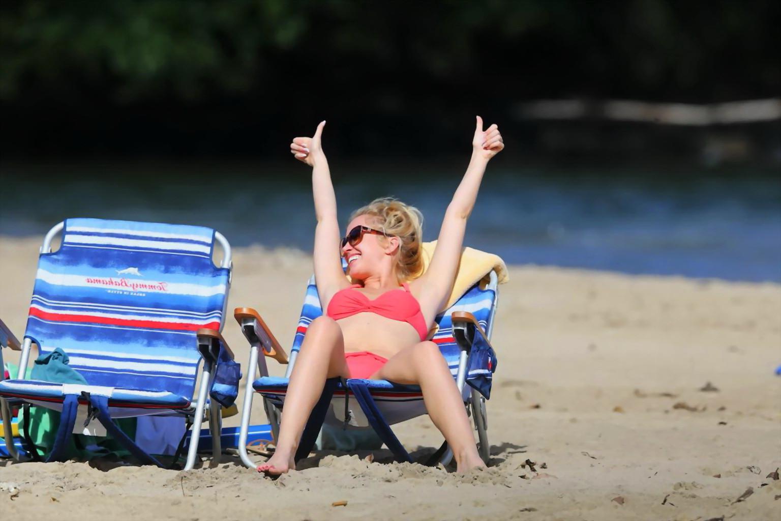16P Anna Camp looks hot in red bikini at the beach