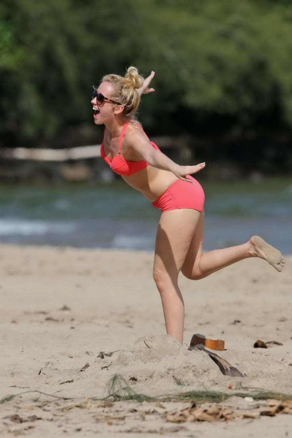 16P Anna Camp looks hot in red bikini at the beach