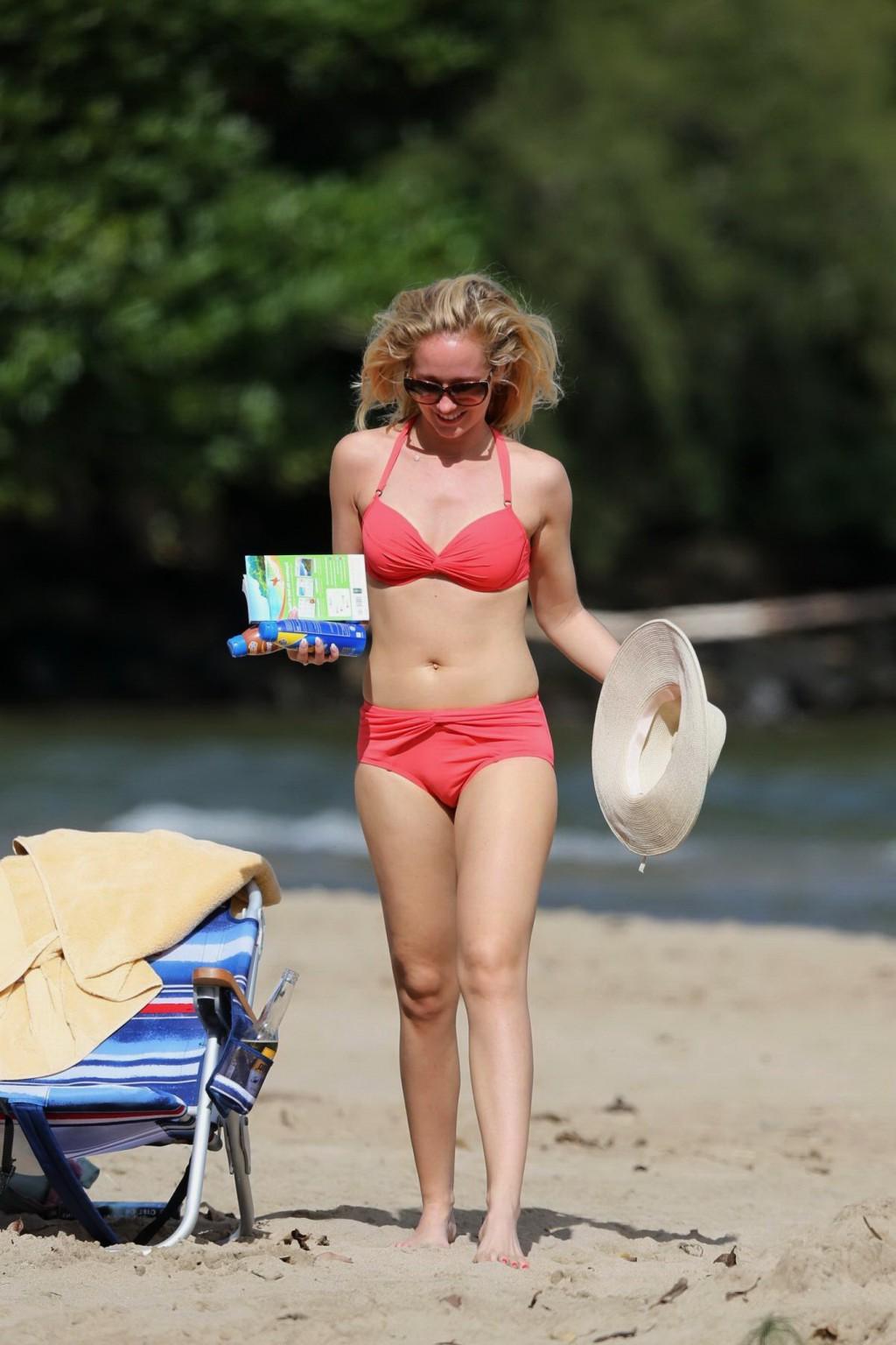 16P Anna Camp looks hot in red bikini at the beach