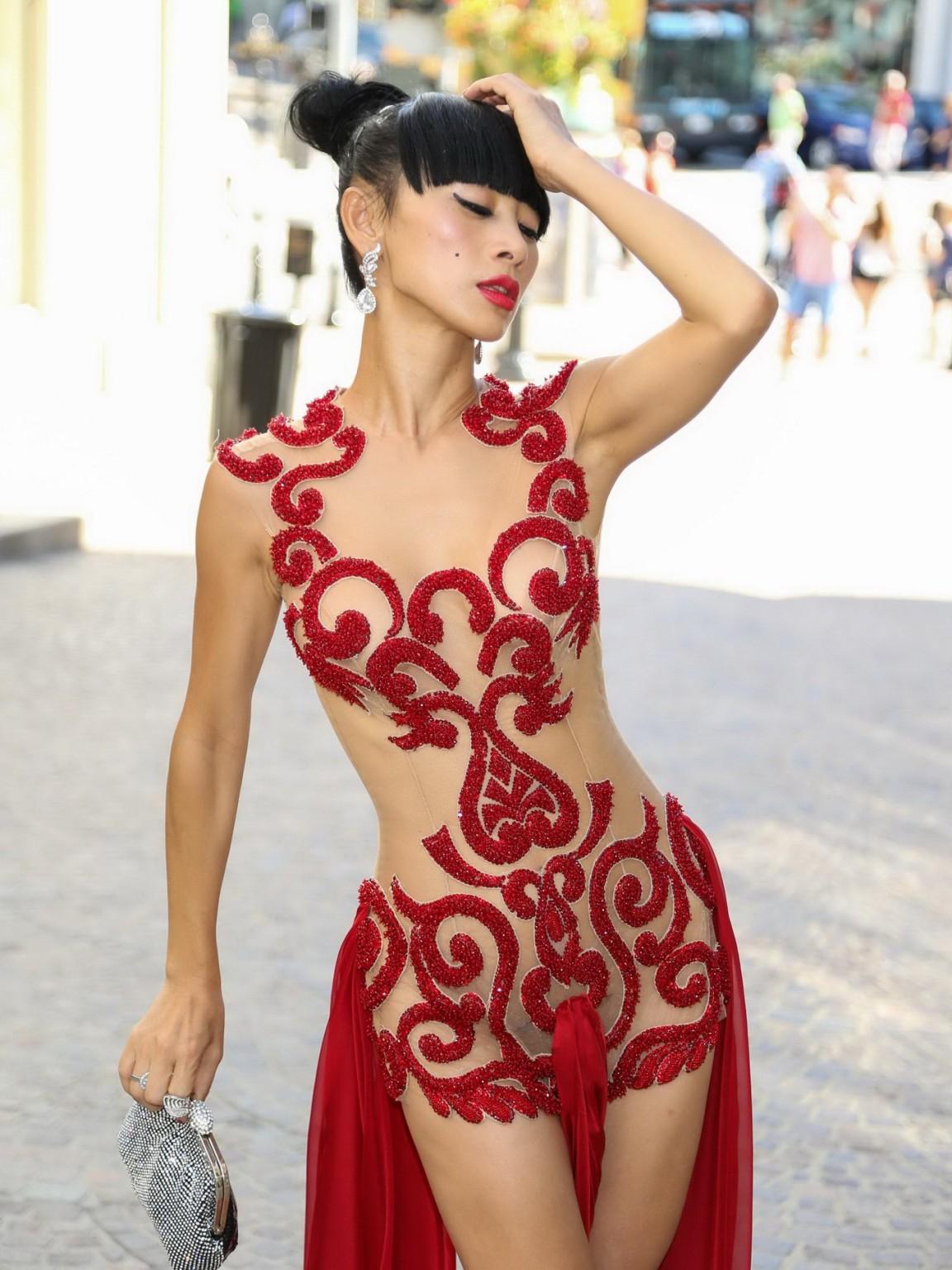 16P Bai Ling seethru showing boobs and hairy pussy outdoor