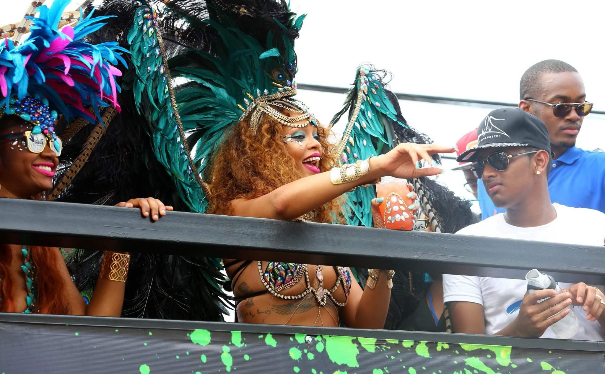 16P Rihanna wearing skimpy carnival costume