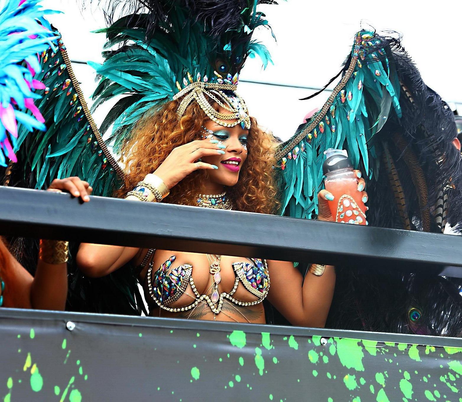 16P Rihanna wearing skimpy carnival costume