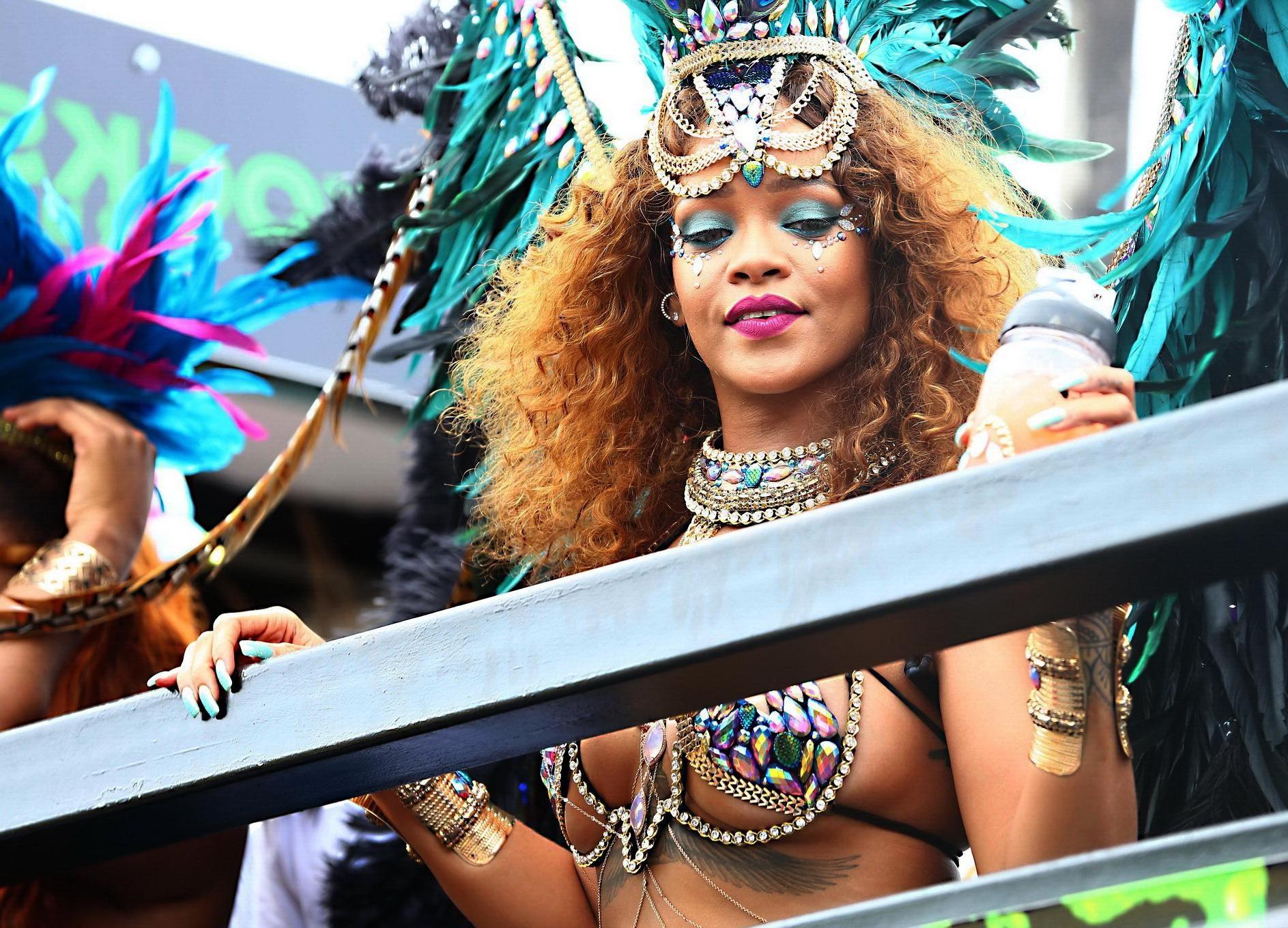 16P Rihanna wearing skimpy carnival costume