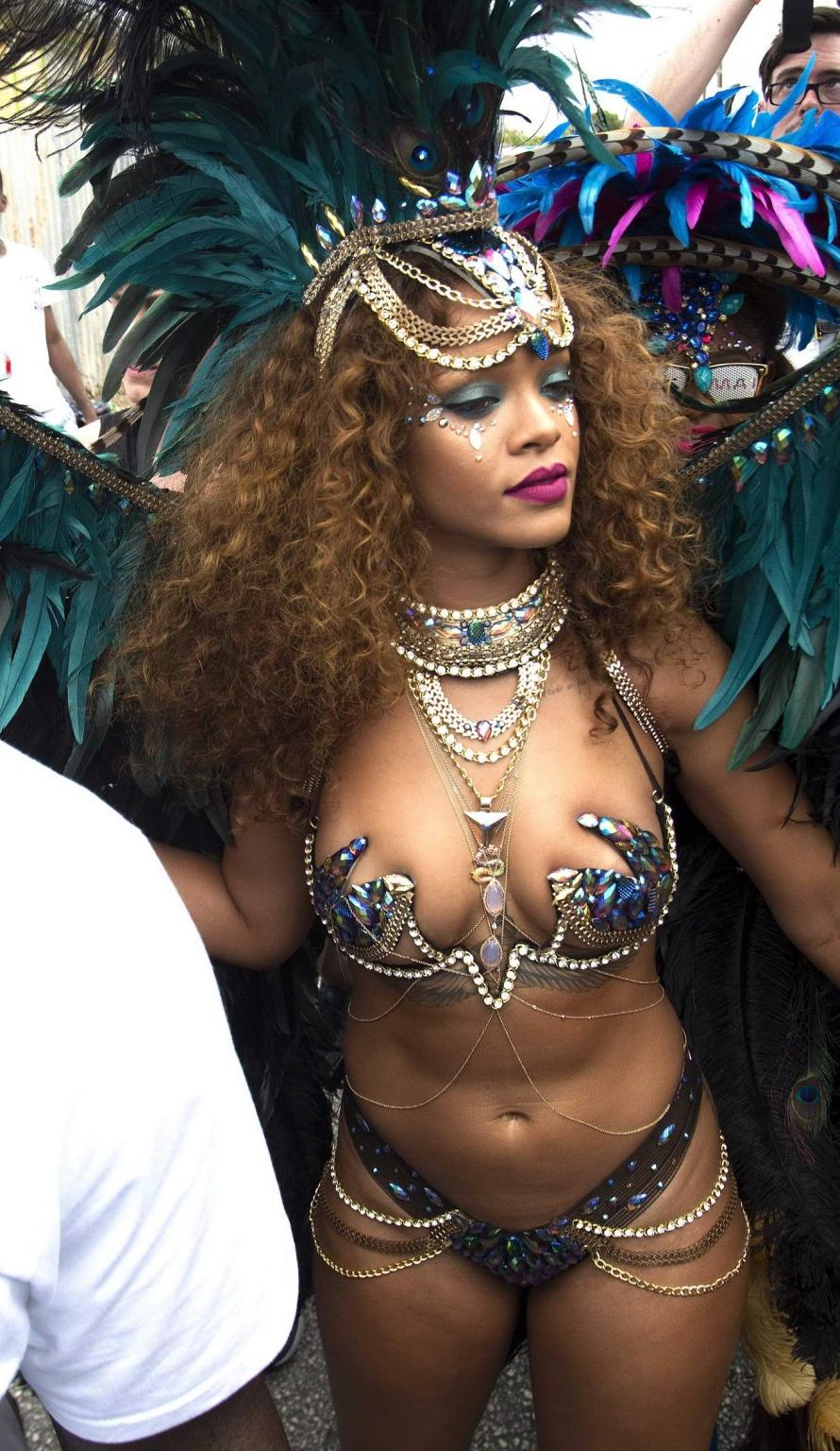 16P Rihanna wearing skimpy carnival costume