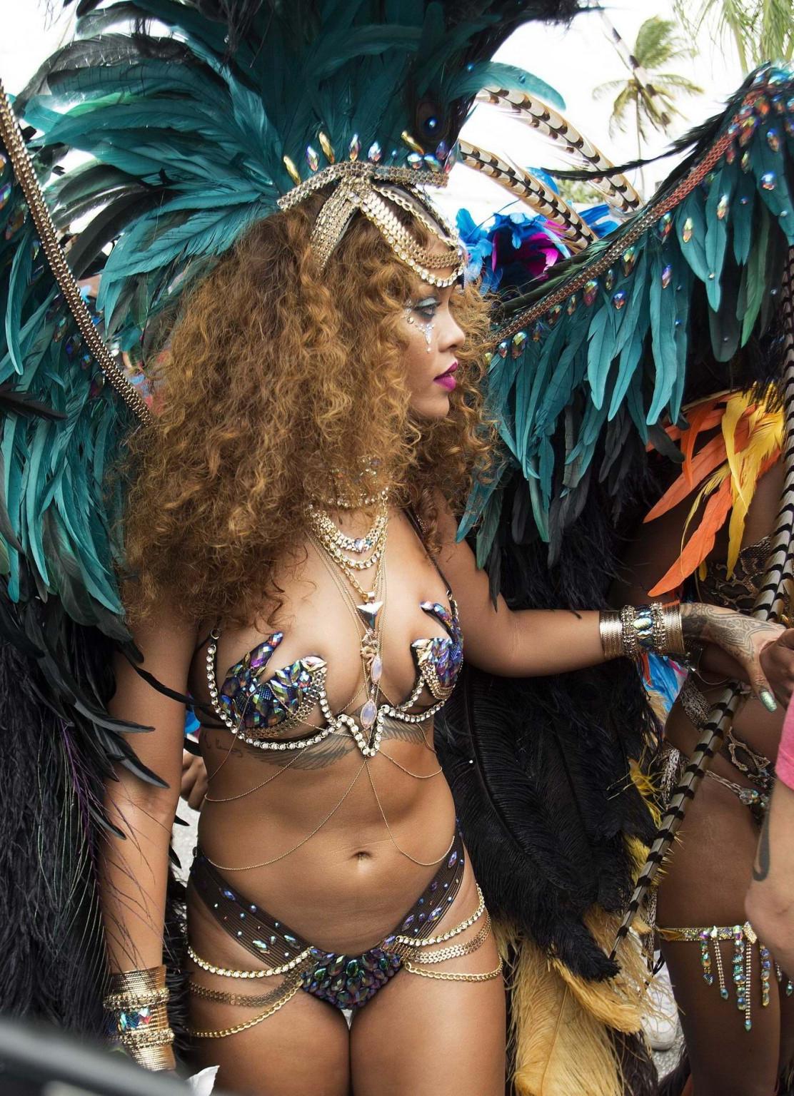 16P Rihanna wearing skimpy carnival costume