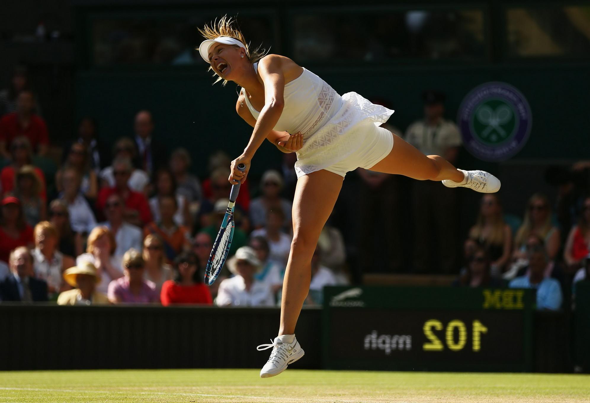 16P Maria Sharapova flashing her white panties at the Wimbledon