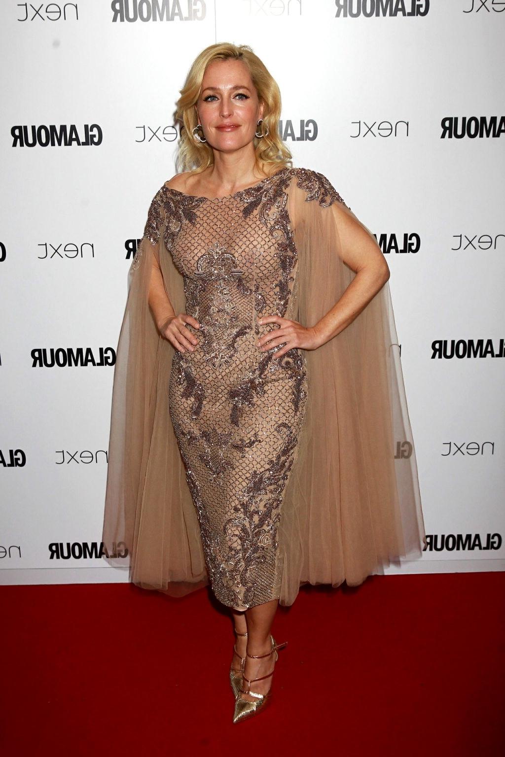 16P Gillian Anderson see through to pasties at the Glamour Women of the Year Awards 
