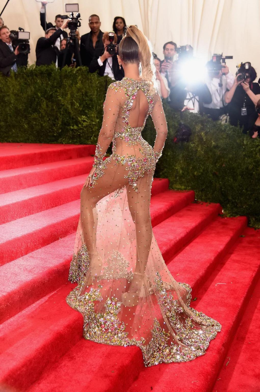 16P Beyonce braless and pantyless wearing transparent maxi dress at China Through Th