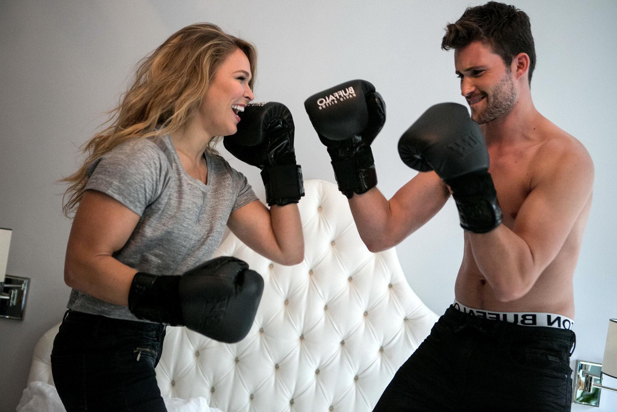 16P Ronda Rousey topless but hiding her boobs in a Matt Peyton photoshoot for Buffal