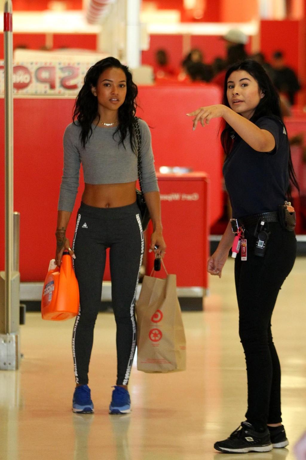 16P Karrueche Tran shows off her ass in tight sweatpants while shopping at Target in