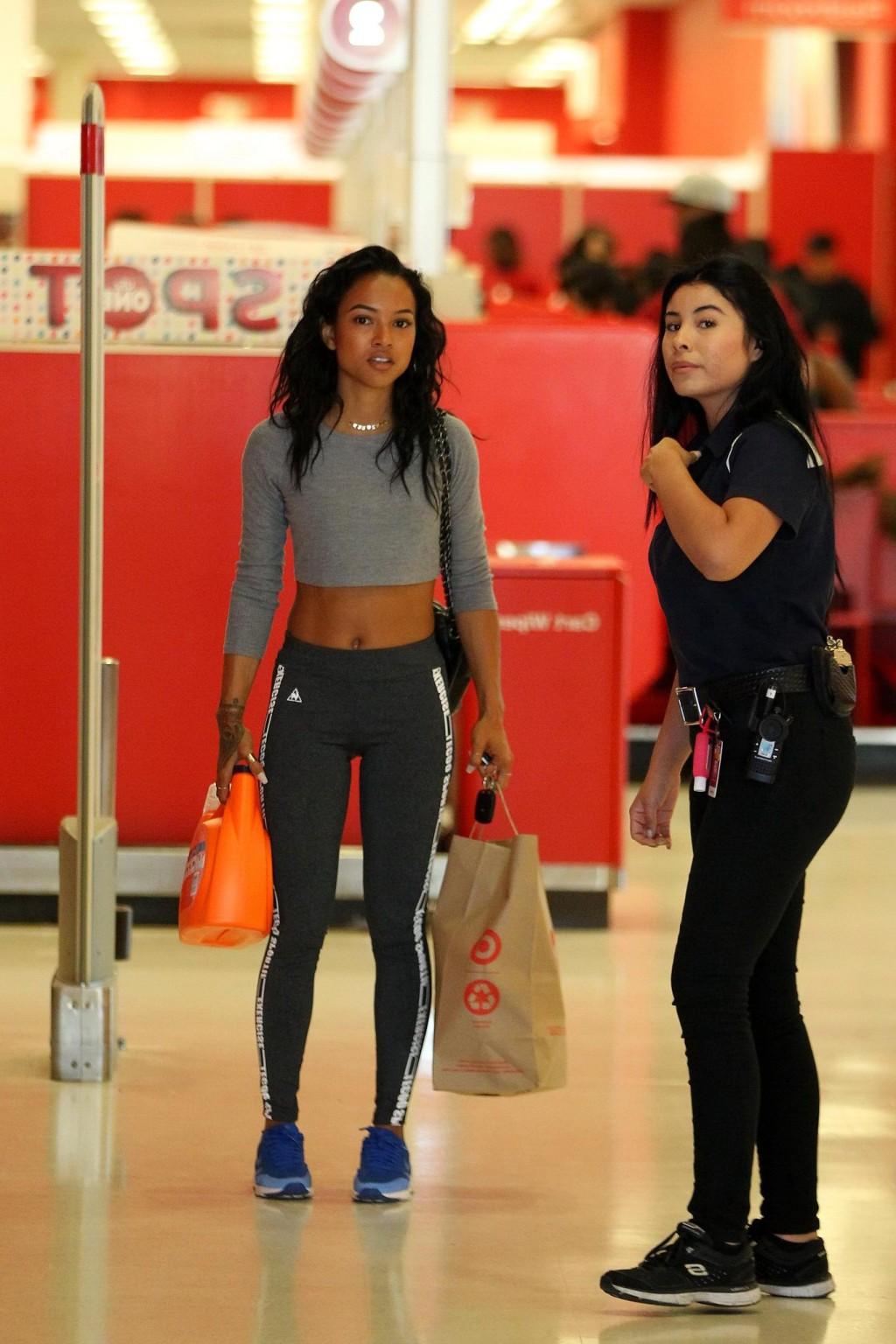 16P Karrueche Tran shows off her ass in tight sweatpants while shopping at Target in