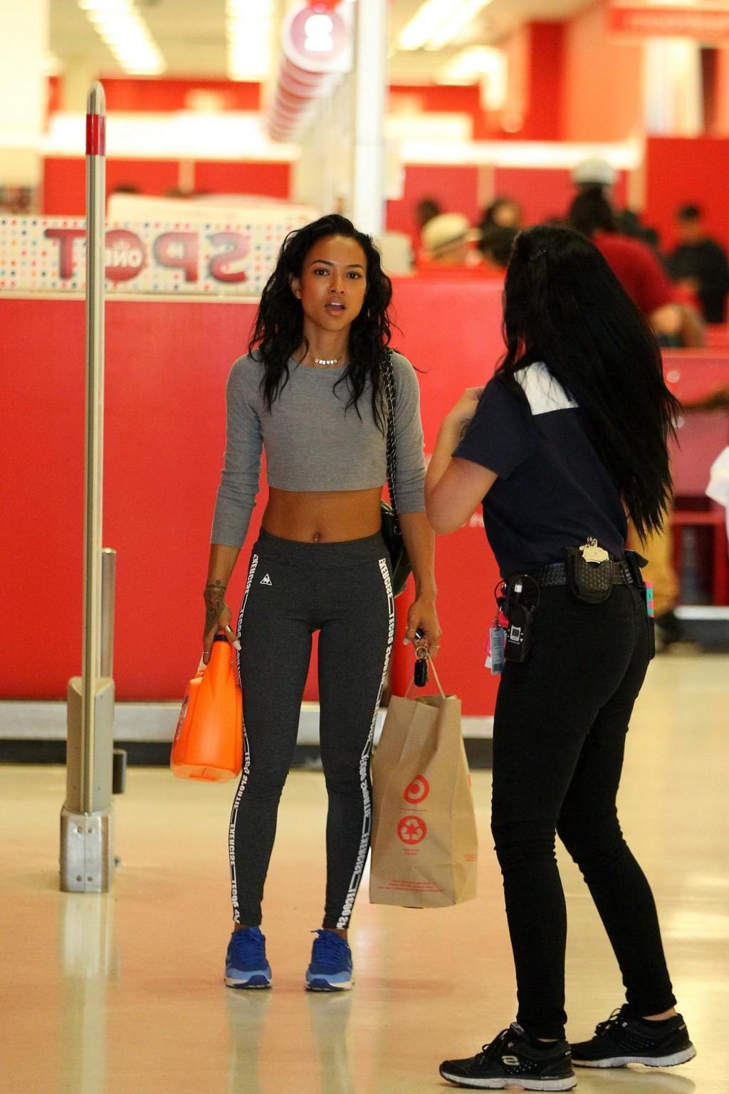 16P Karrueche Tran shows off her ass in tight sweatpants while shopping at Target in