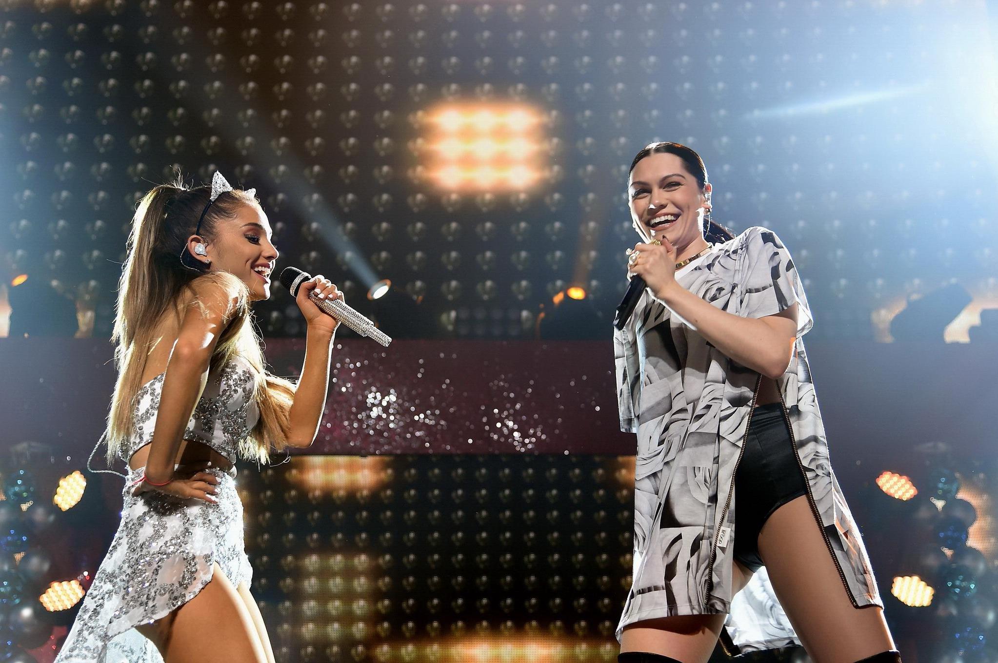 16P Ariana Grande showing off her ass  legs on stage at HOT 995s Jingle Ball 2014 in