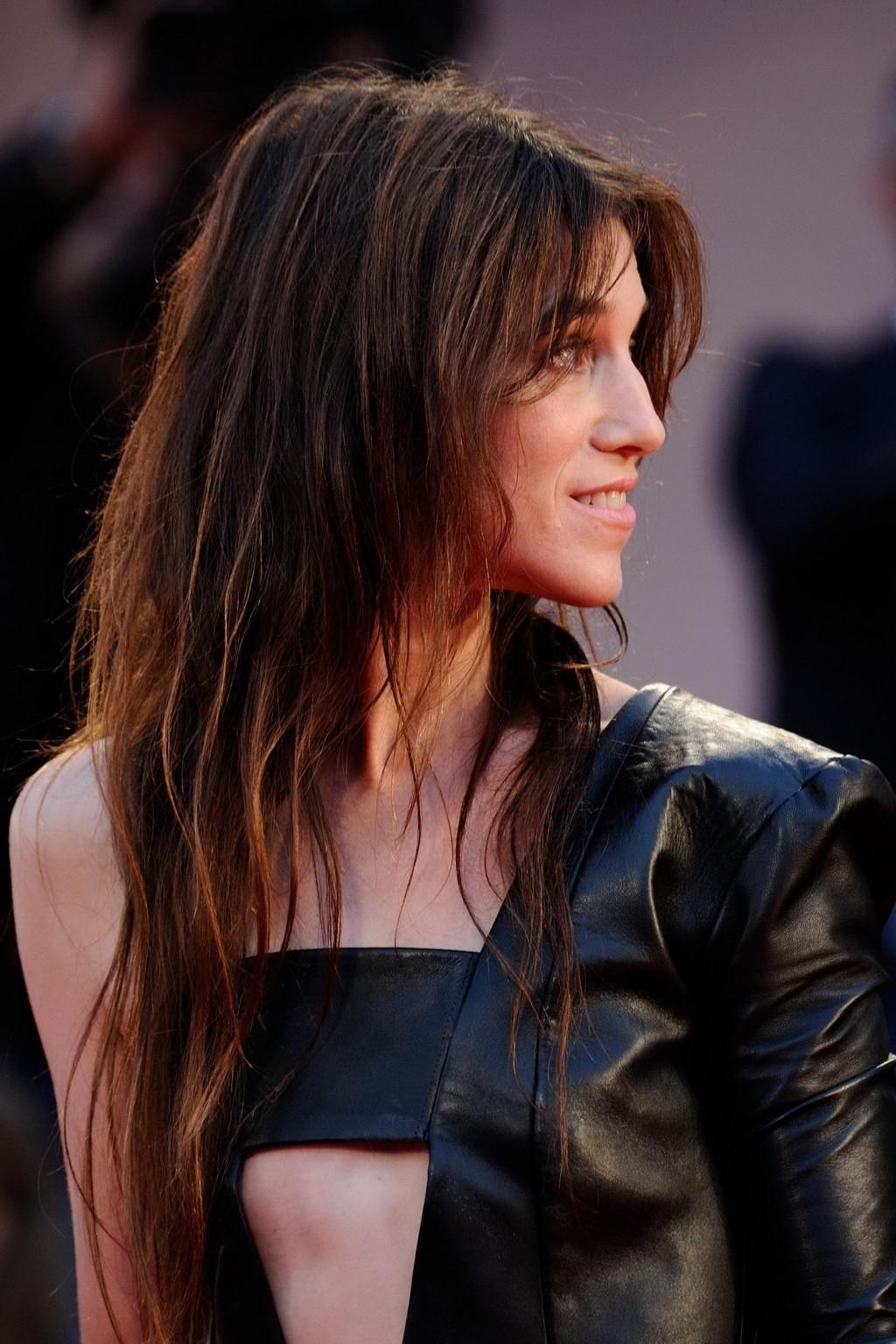 16P Charlotte Gainsbourg wearing a skimpy leather dress at the Nymphomaniac Volume 2
