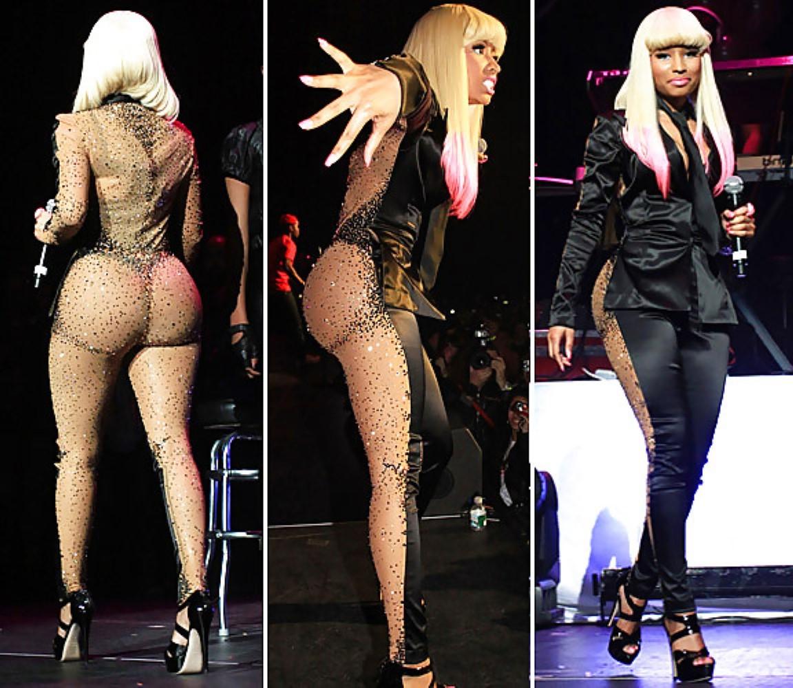 15P Ebony singer Nicki Minaj nude ass and nipple slips on stage