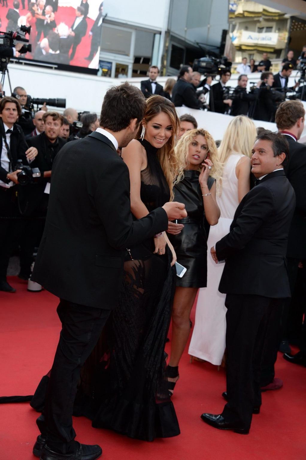 16P Nabilla Benattia boob slip at The Homesman screening in Cannes