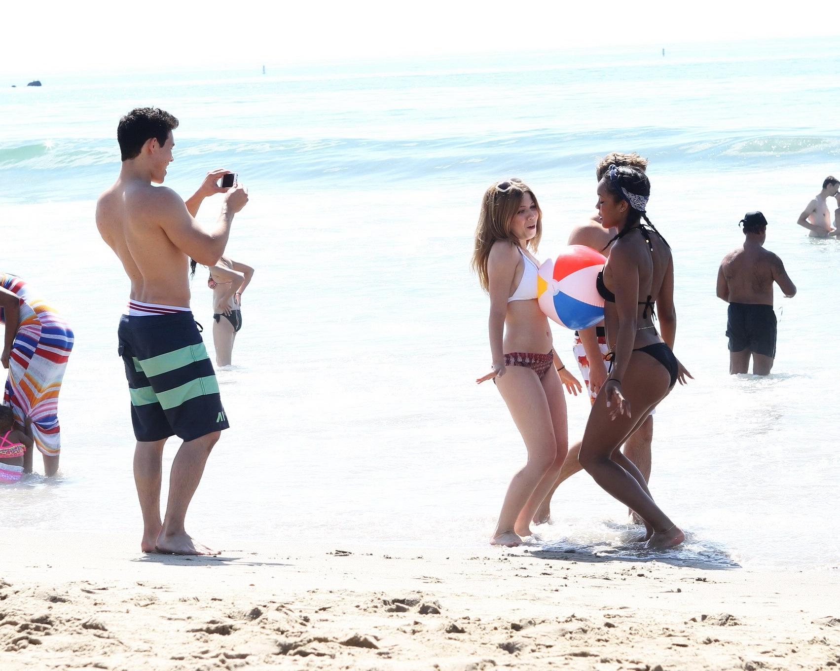 16P Jennette McCurdy busty in a skimpy twopiece at the beach in Santa Monica