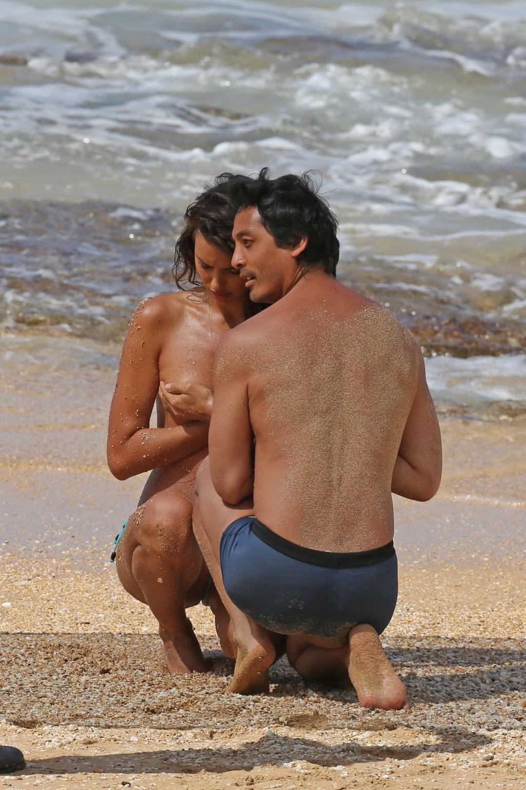16P Irina Shayk showing off her big bare boobs during a photoshoot at the beach in H