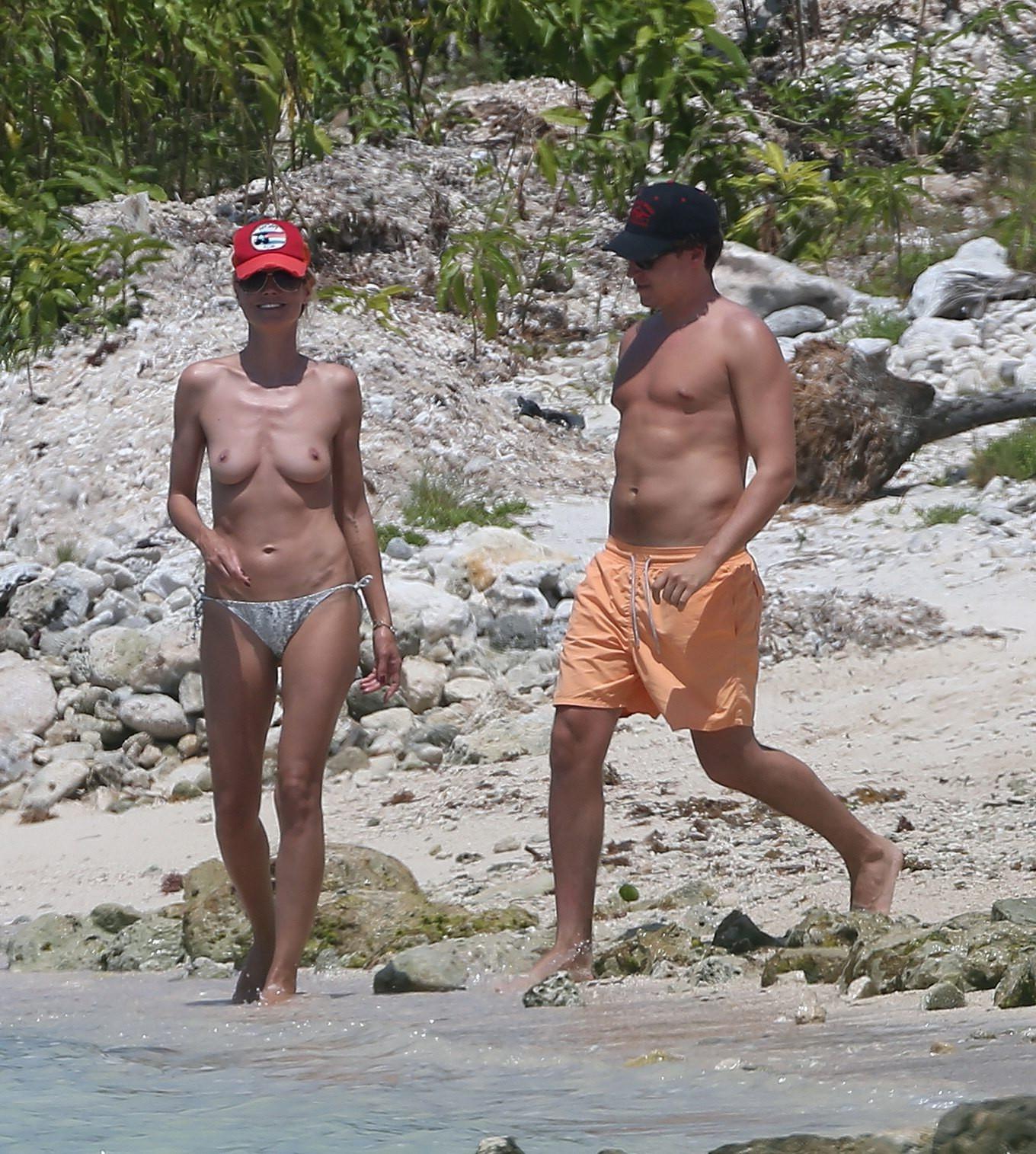 16P Heidi Klum teasing topless with her BF at the beach in Mexico
