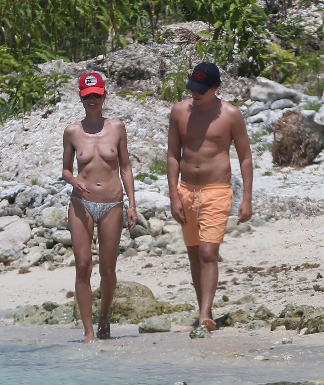 16P Heidi Klum teasing topless with her BF at the beach in Mexico