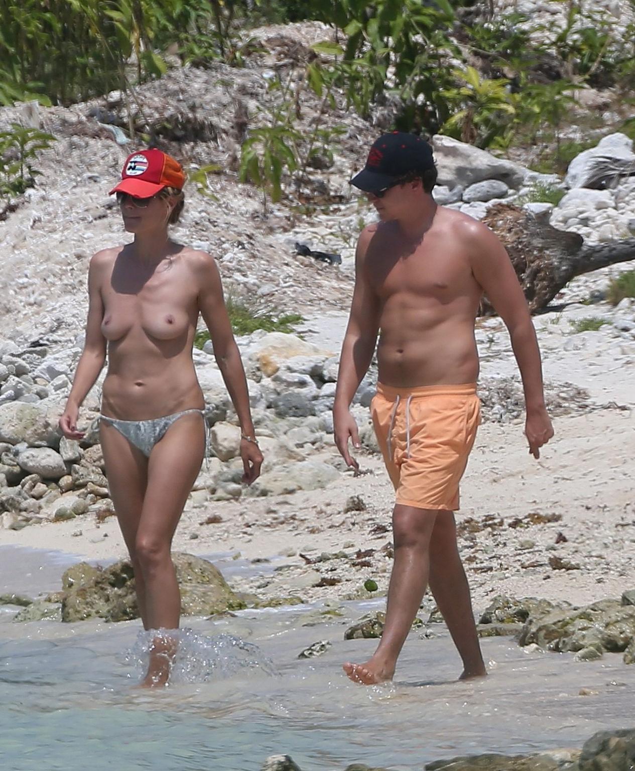 16P Heidi Klum teasing topless with her BF at the beach in Mexico