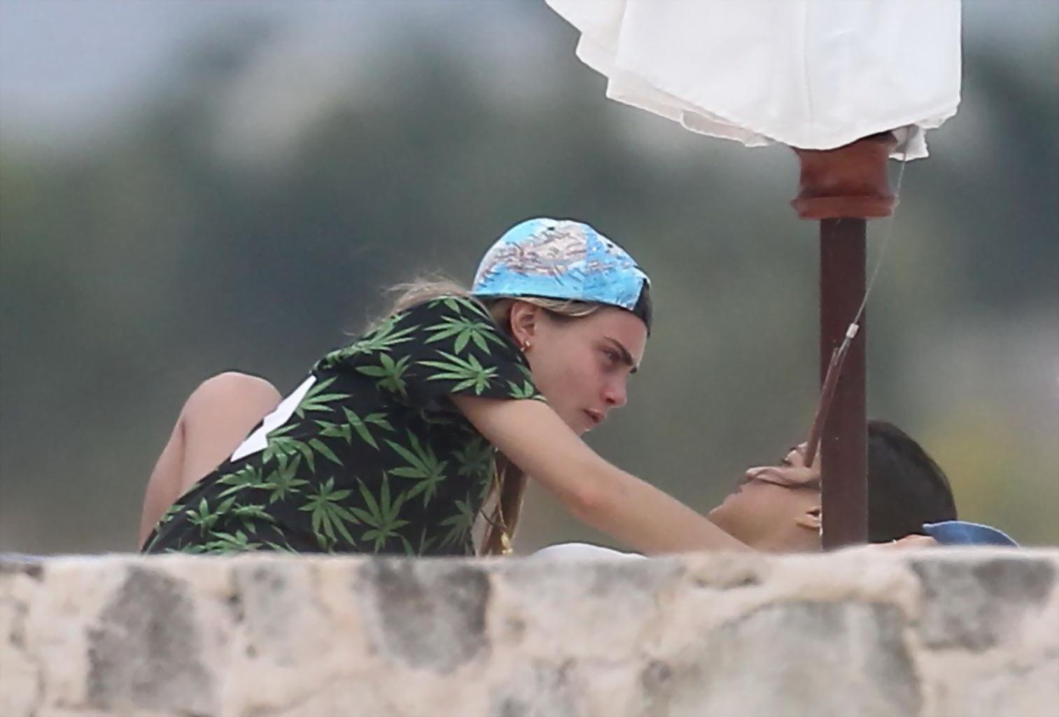 16P Michelle Rodriguez and Cara Delevingne cuddling and groping on the beach