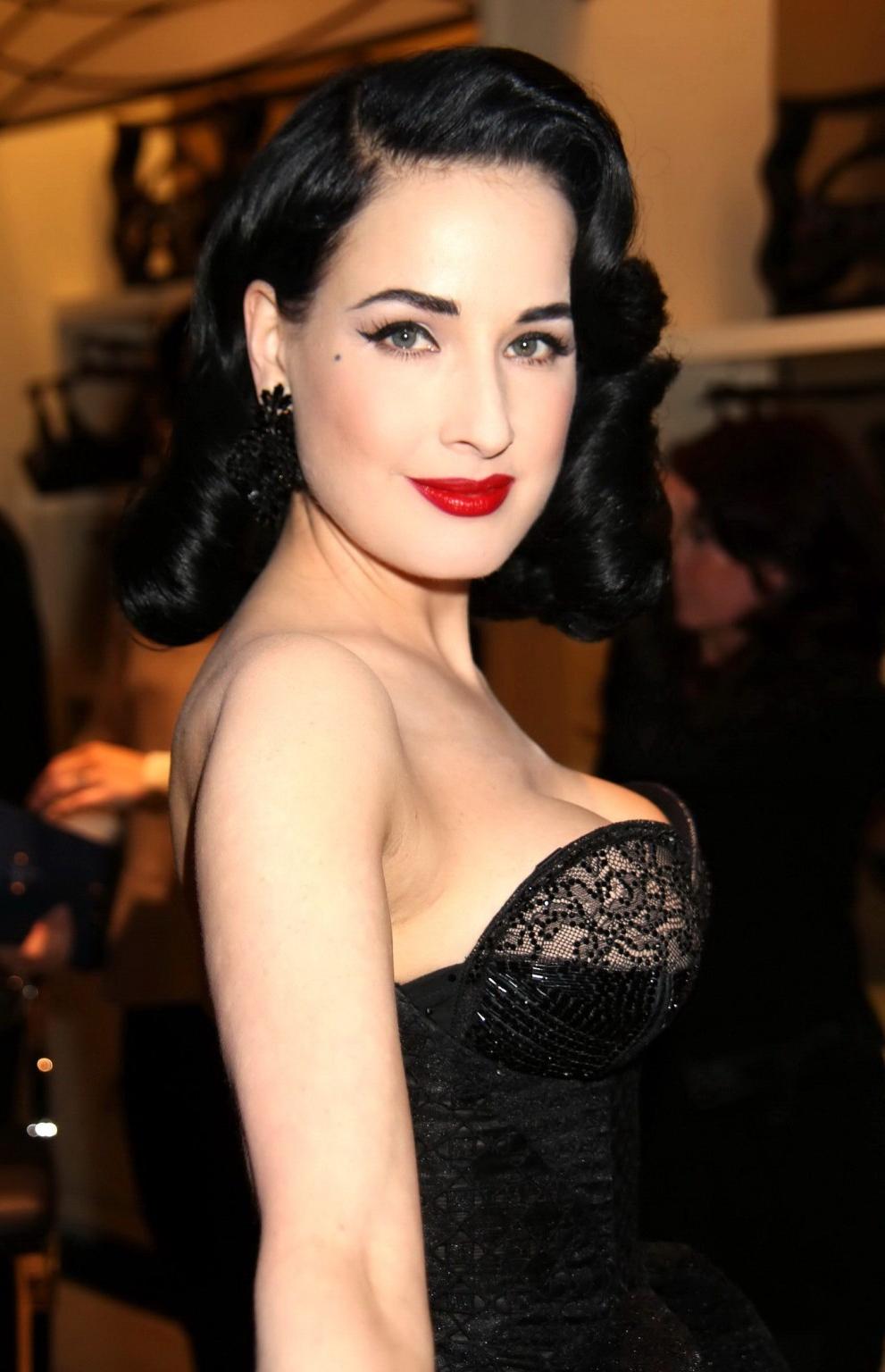 16P Dita von Teese showing huge cleavage at her lingerie line launch in NYC
