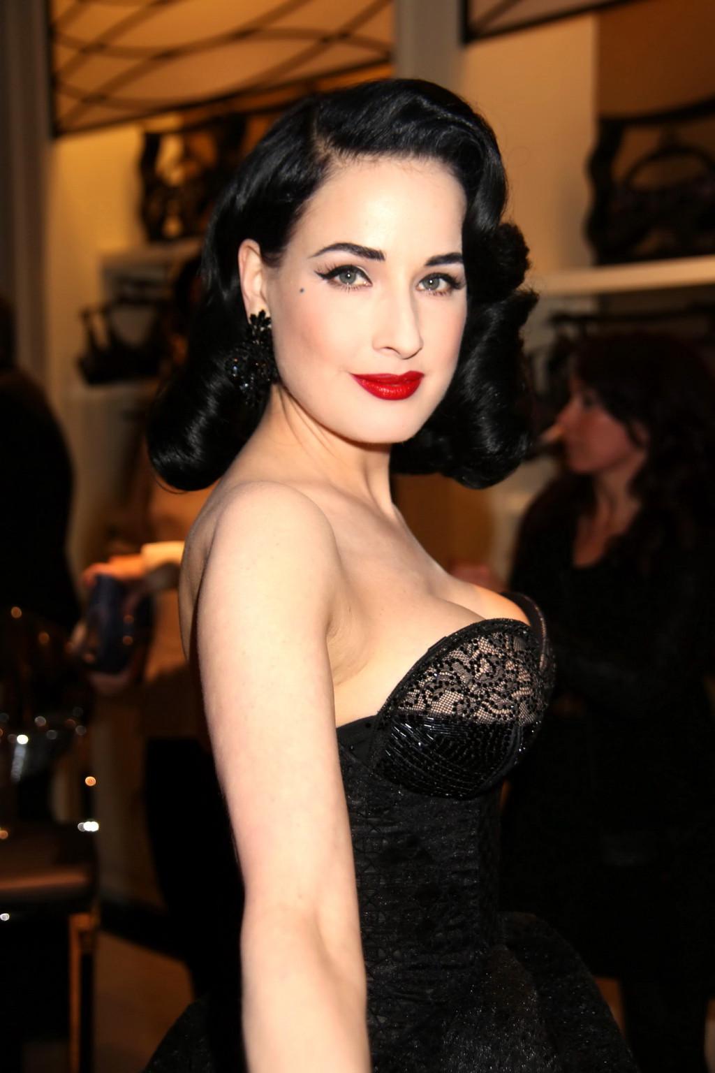 16P Dita von Teese showing huge cleavage at her lingerie line launch in NYC