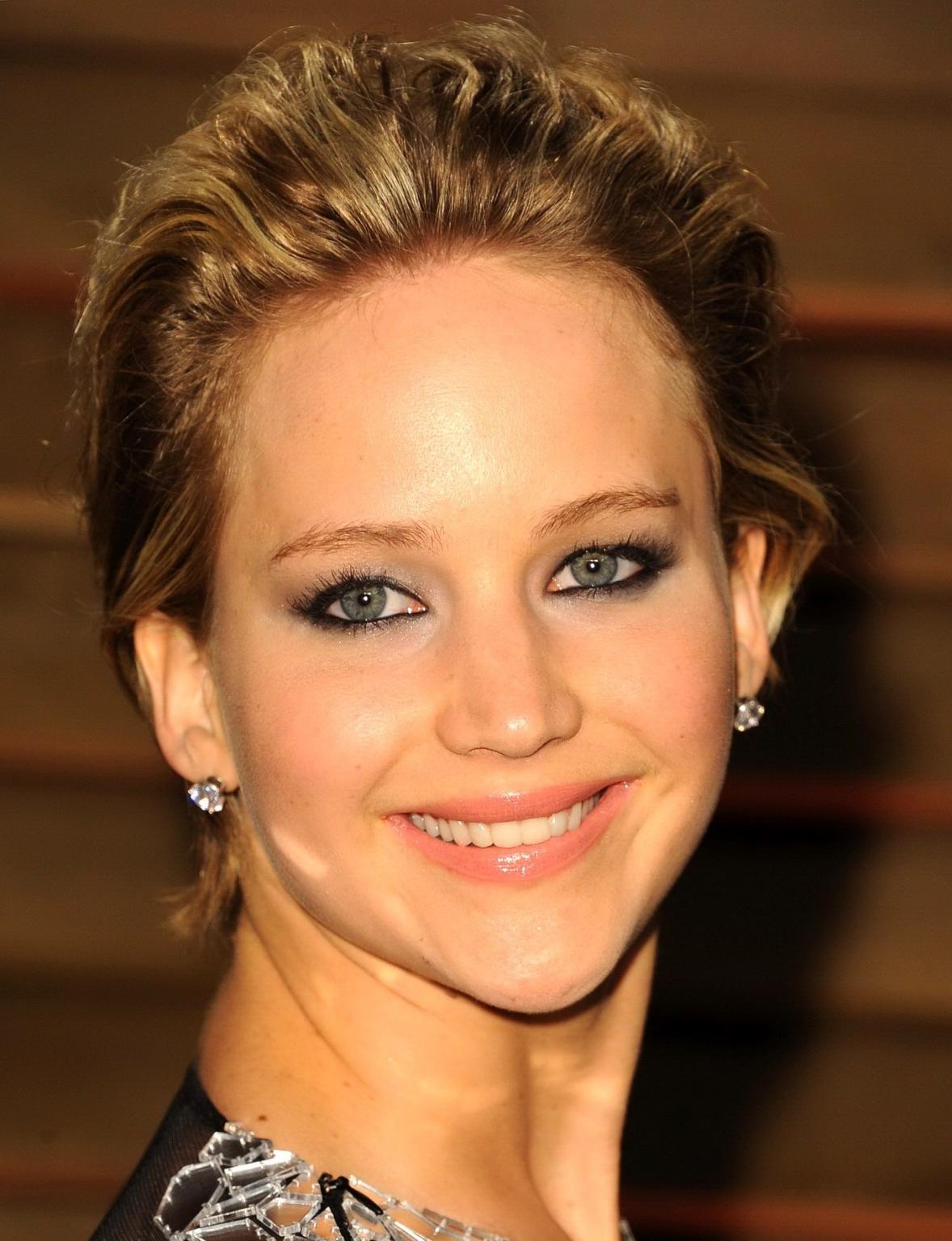 16P Jennifer Lawrence leggy  pantyless wearing a side see through dress at the 2014 