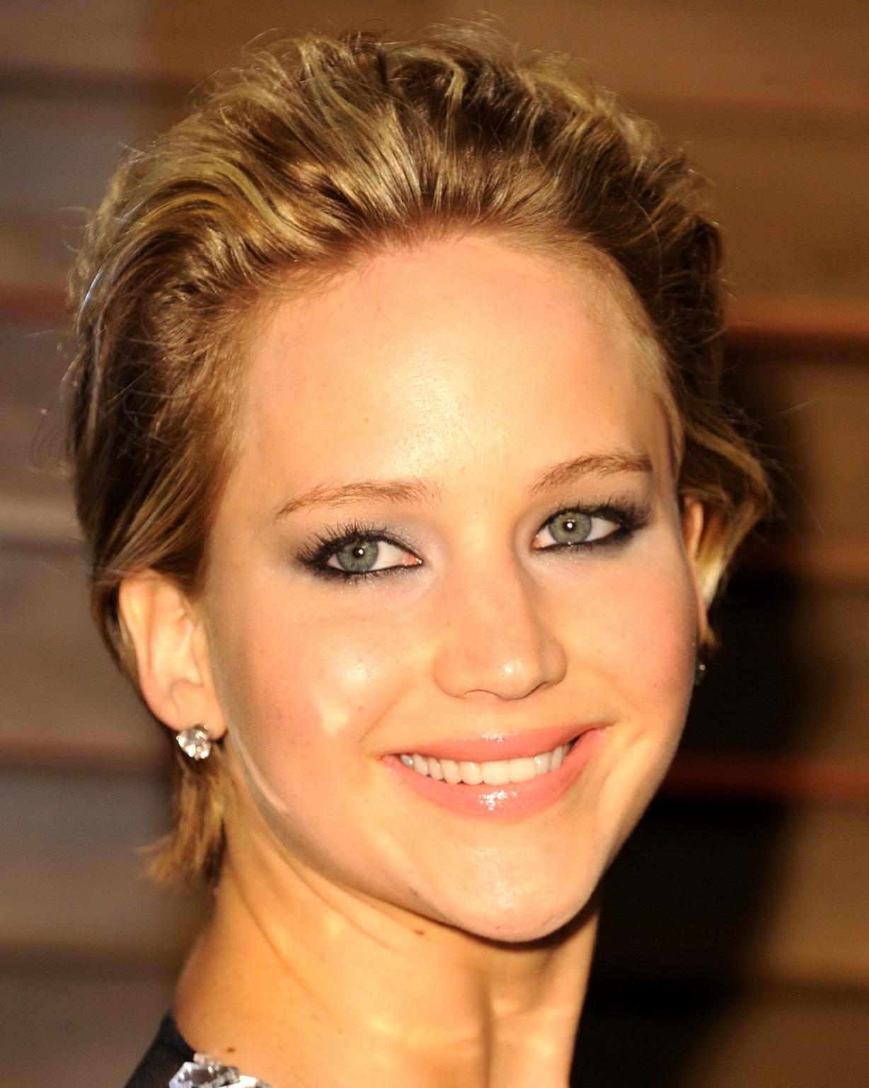 16P Jennifer Lawrence leggy  pantyless wearing a side see through dress at the 2014 
