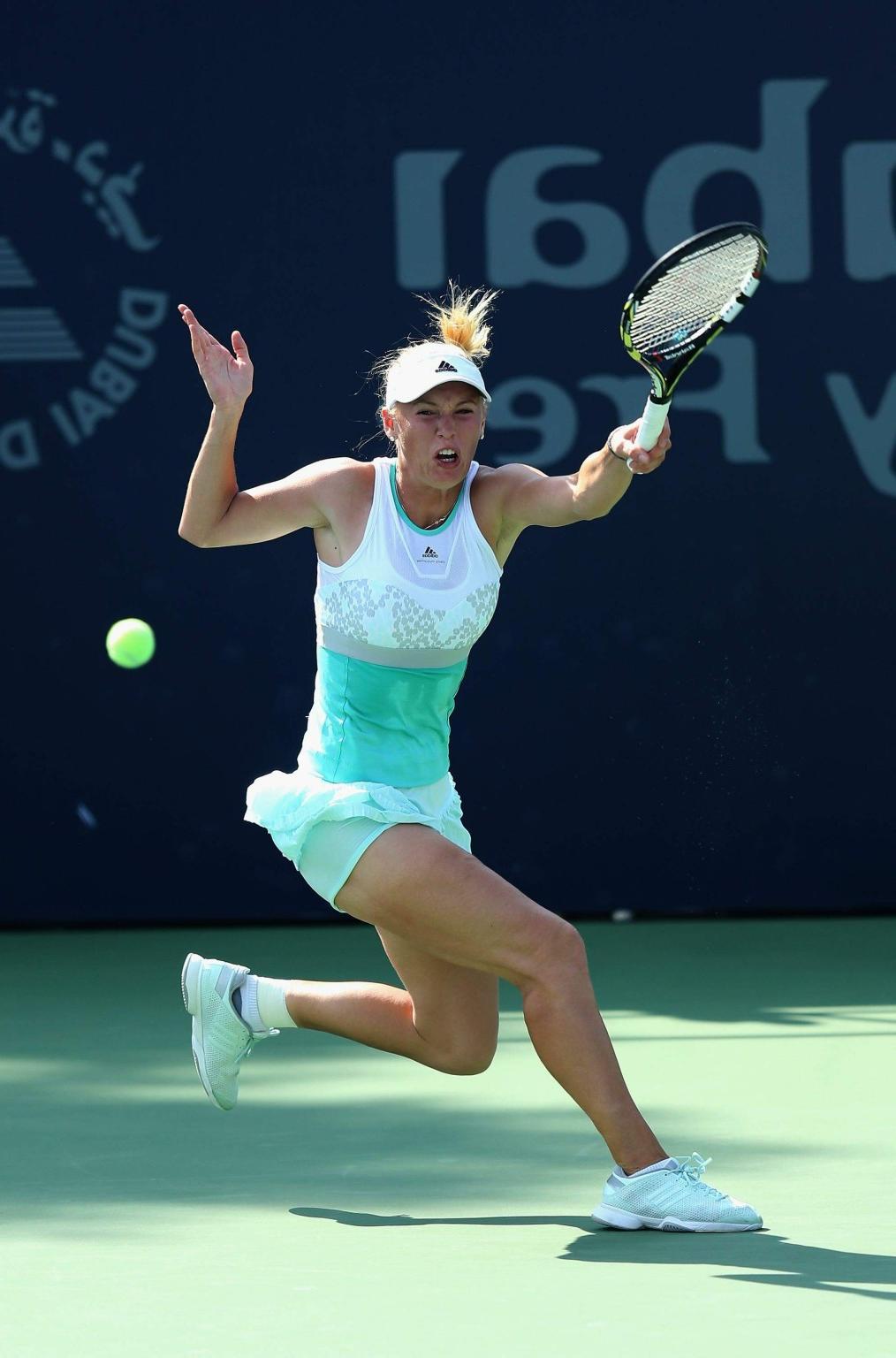 16P Caroline Wozniacki flashing her white panties at the WTA Dubai Duty Free Tennis 