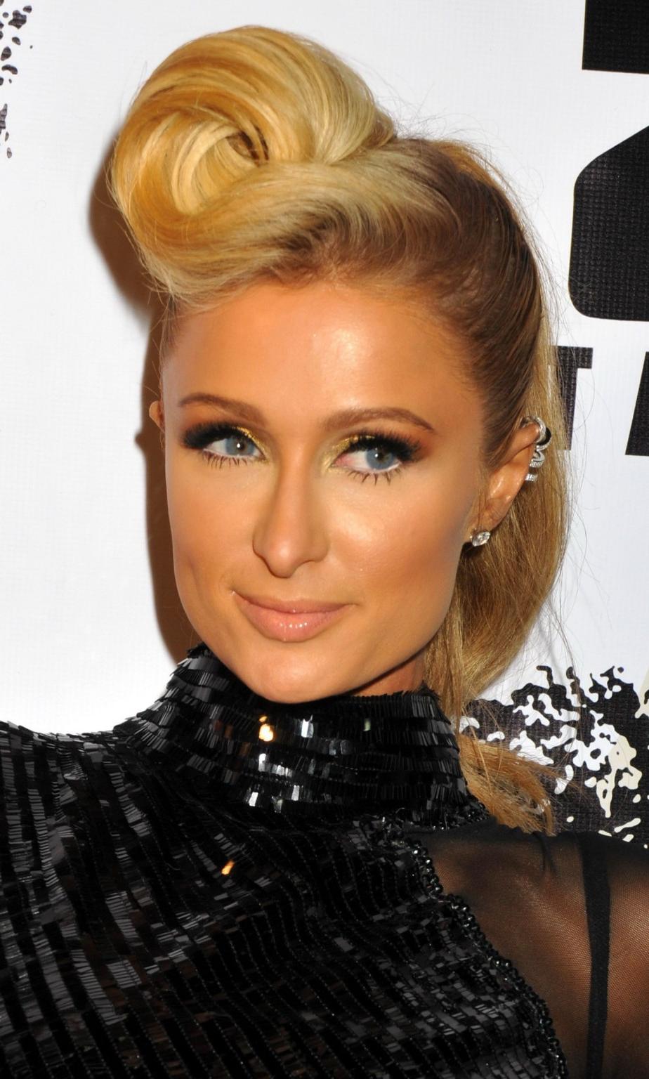 16P Paris Hilton naked under black see-through dress at 4th Annual Red Carpet Pre-Gr