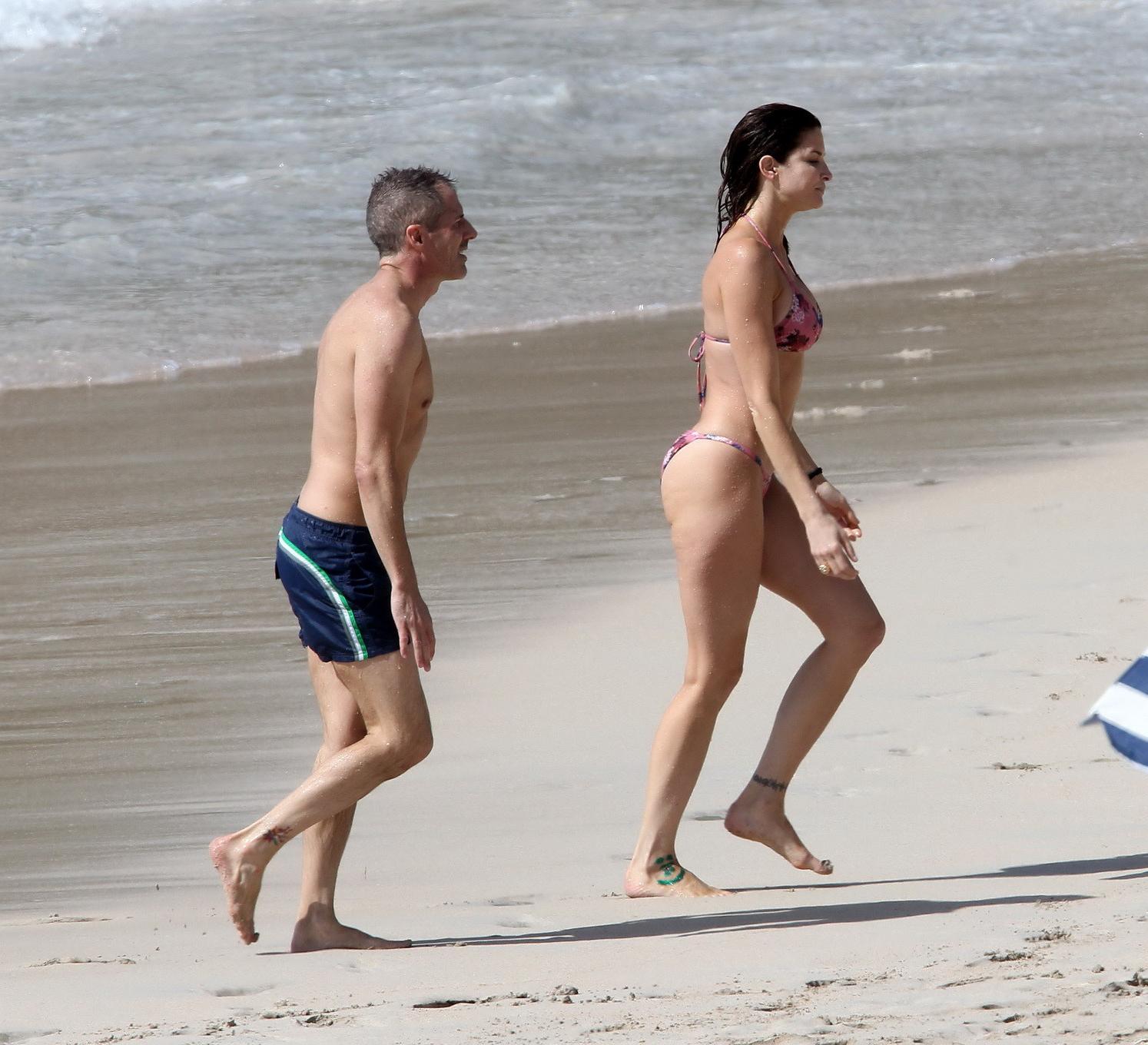 16P Stephanie Seymour wearing skimpy floral bikini at the beach in St.Barts