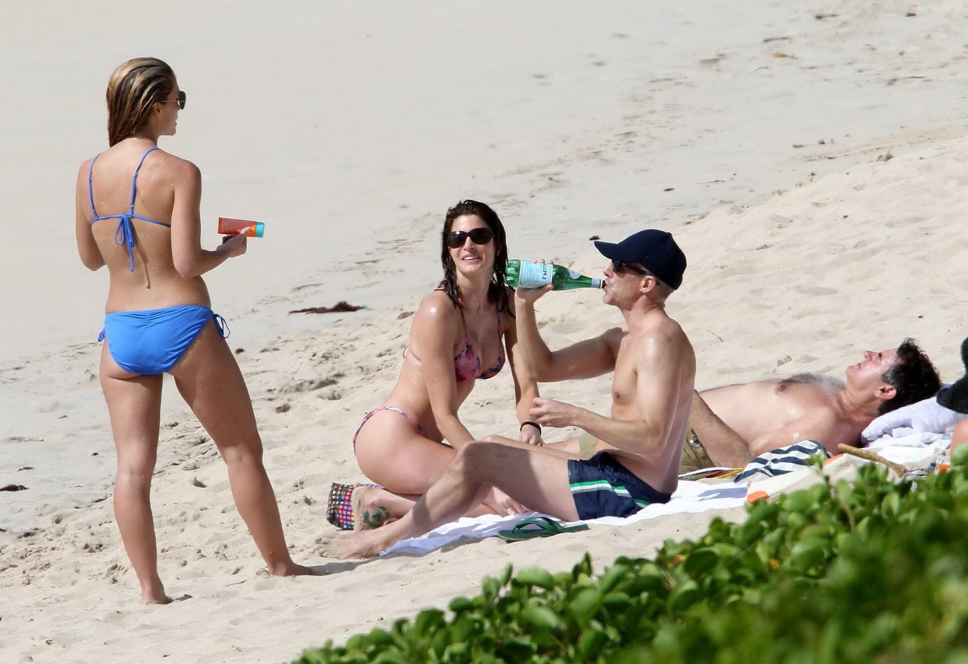 16P Stephanie Seymour wearing skimpy floral bikini at the beach in St.Barts