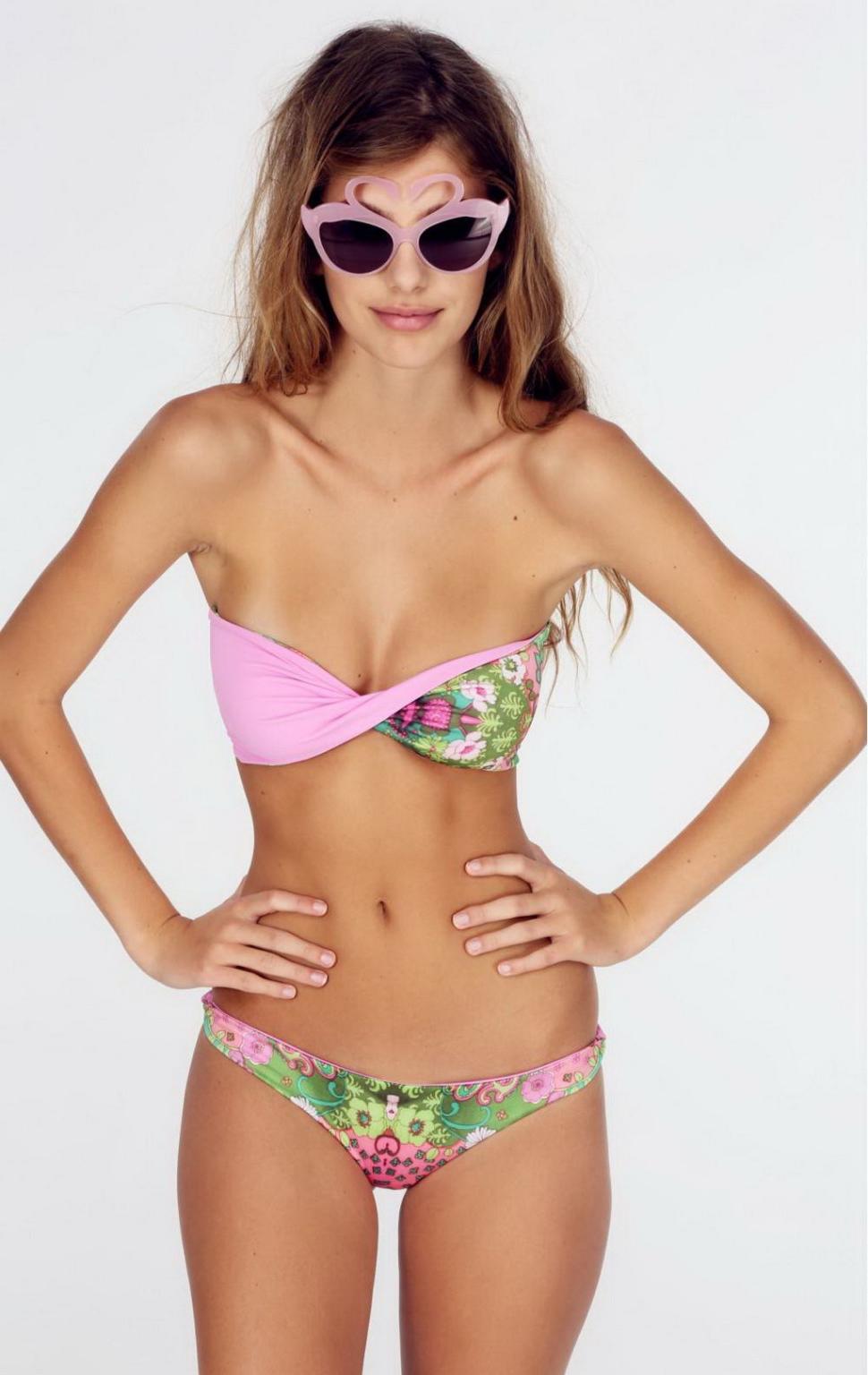 16P Camila Morrone wearing tiny floral thong bikini for Wildfox Couture 2014 photosh