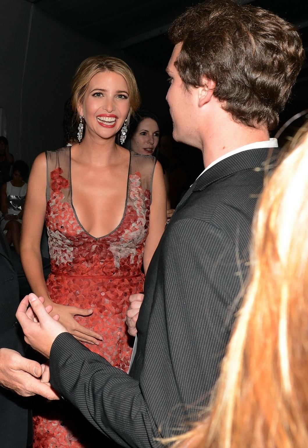 16P Ivanka Trump braless showing huge cleavage in a short floral dress at 9th Annual
