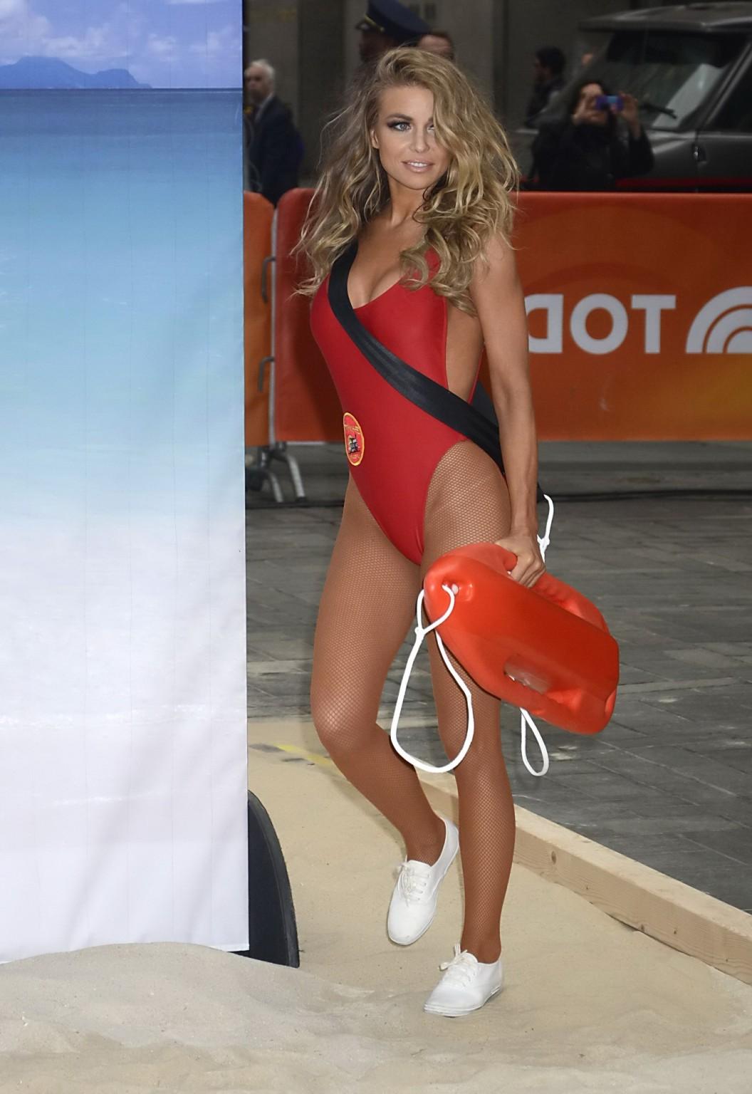 16P Carmen Electra busty wearing Baywatch monokini and fishnets at NBC's Today Show 