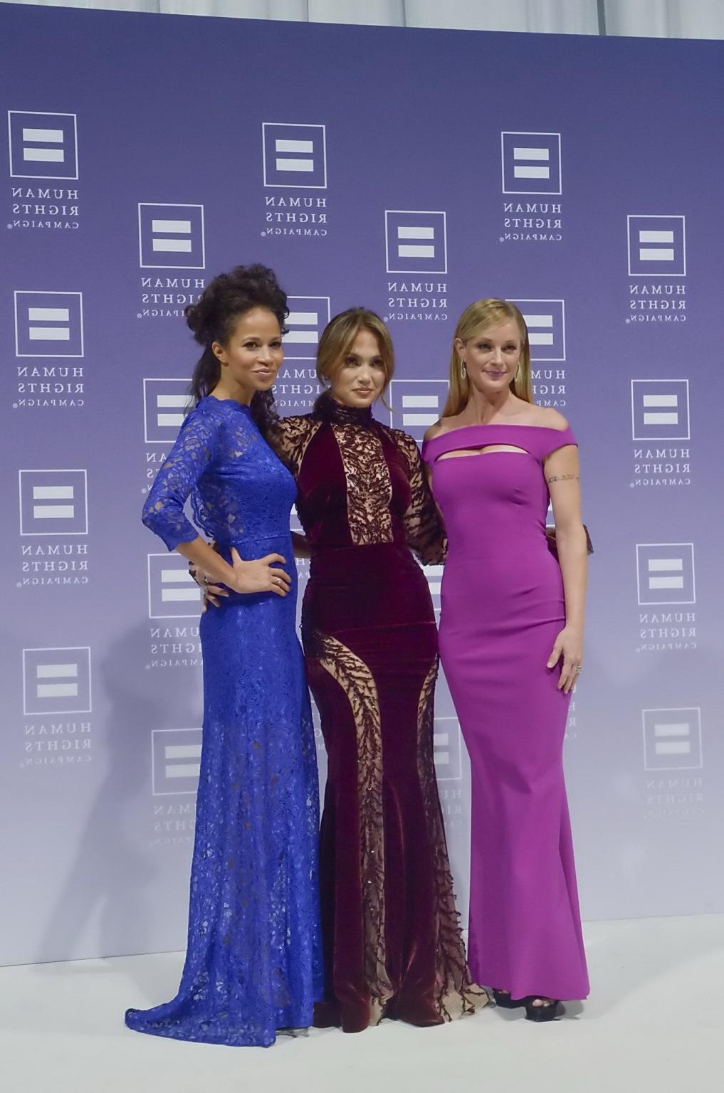 16P Jennifer Lopez braless wearing gorgeous black see-through dress at 2013 HRC Nati