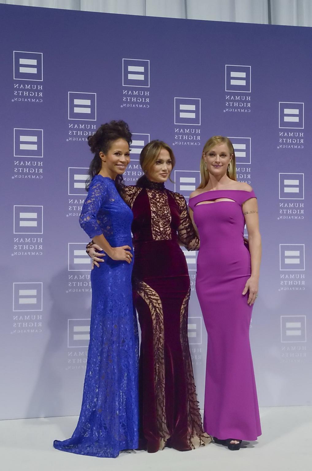 16P Jennifer Lopez braless wearing gorgeous black see-through dress at 2013 HRC Nati