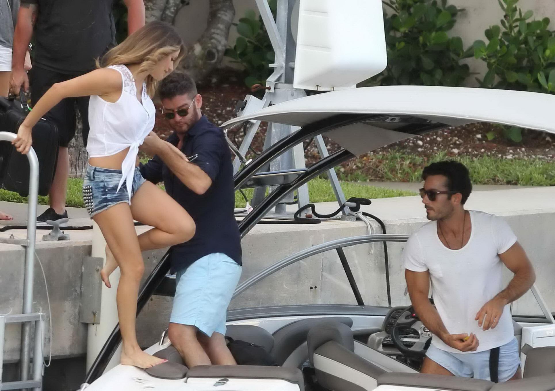 16P Lola Ponce wearing skimpy flower print bikini at the beach in Miami