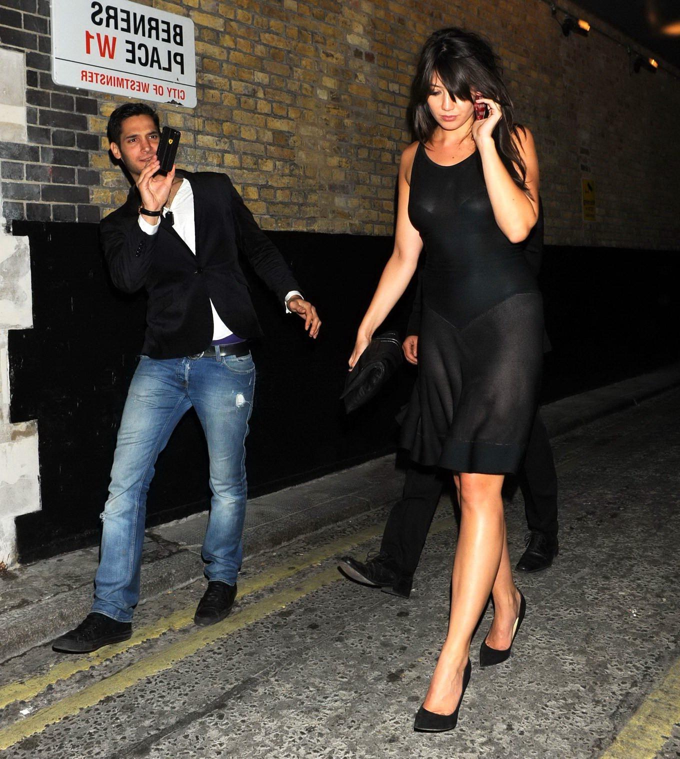 16P Daisy Lowe shows off her boobs wearing a partially see through dress at the W Ma